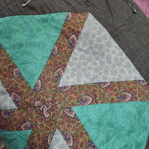 Handmade Quilt‎ Unique Patchwork Design Colorful Bedding To Be Finished - Picture 2 of 11